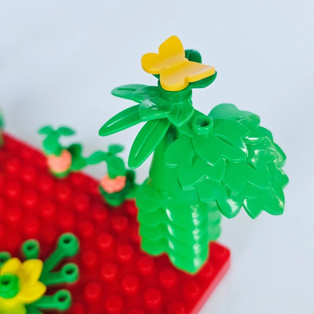 LEGO Custom Tropical Garden Jungle MOC Red Baseplate Botanical Scene Build